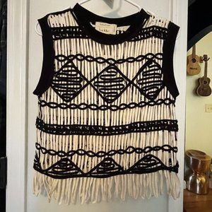 Nicole Miller Artelier Fringe Muscle Top, Sz S